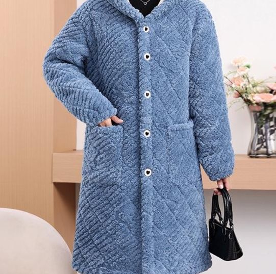 レディースカーディガン もこもこ キルティング フード付き ガウン