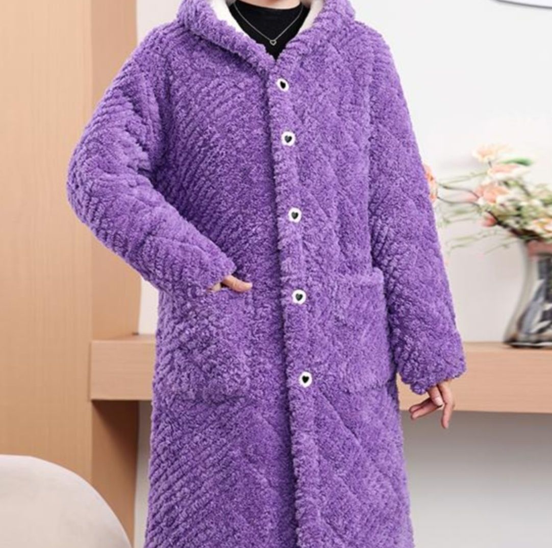 レディースカーディガン もこもこ キルティング フード付き ガウン