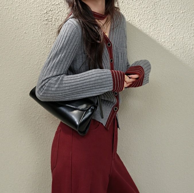 レディースカーディガン ゆったり着回し二重編みカーディガン