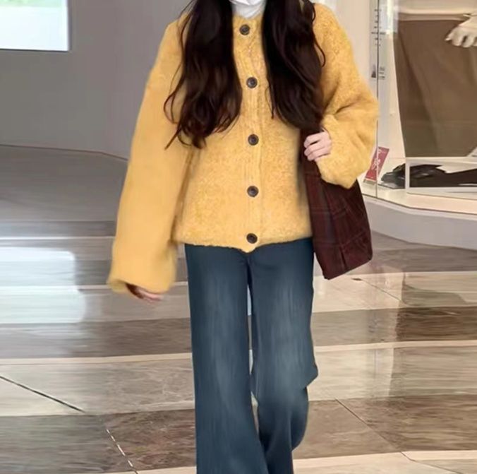 レディースカーディガン ふわもこ優しさ包むカーディガン　ショート丈カーディガン