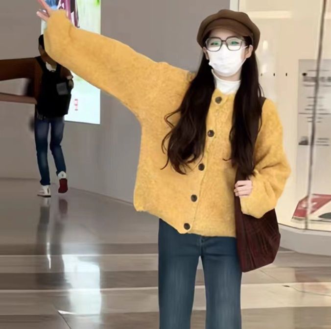 レディースカーディガン ふわもこ優しさ包むカーディガン　ショート丈カーディガン