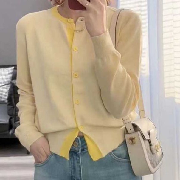 レディースカーディガン 優しい風合いノーカラーカーディガン　ショート丈カーディガン