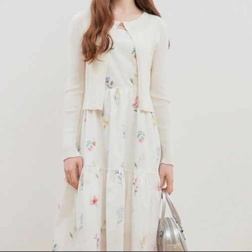 レディースカーディガン 胸元きらり リブ編みショートカーディガン