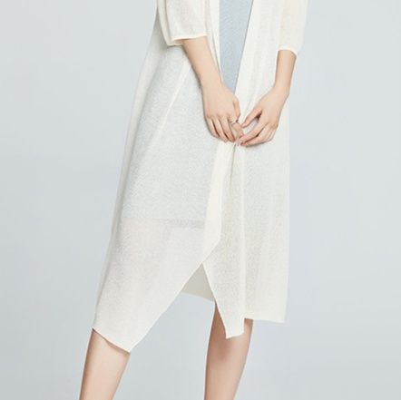 レディースカーディガン エレガント七分袖ロングカーディガン