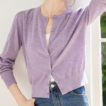 レディースカーディガン シンプル美シルエット クルーネック羽織