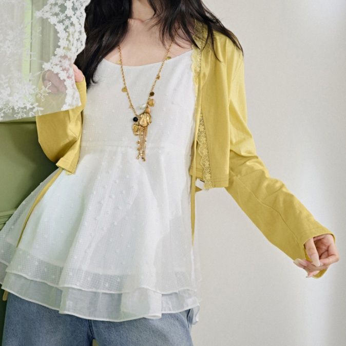 レディースカーディガン ゆったりシルエット長袖羽織りカーディガン