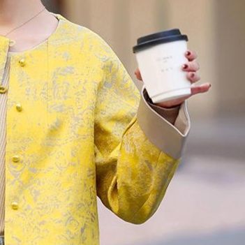 レディースカーディガン エレガント花柄ジャカード編み丸首薄手羽織