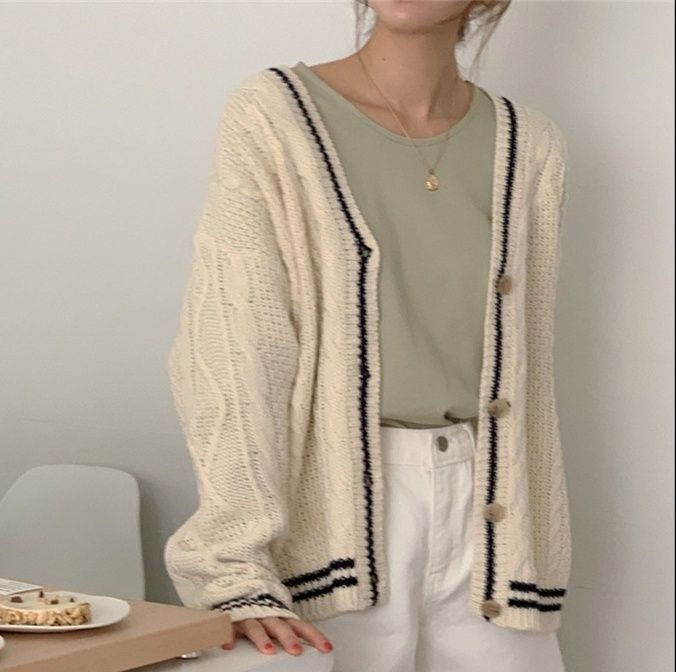 レディースカーディガン ケーブル編みミドル丈ニットカーディガン 大人気カジュアルスタイル