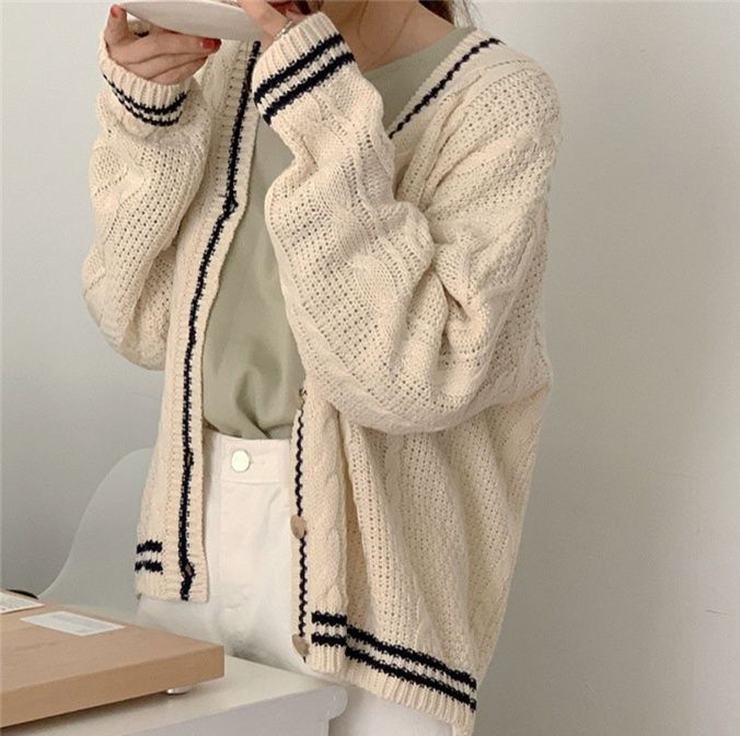 レディースカーディガン ケーブル編みミドル丈ニットカーディガン 大人気カジュアルスタイル