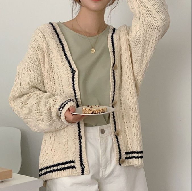 レディースカーディガン ケーブル編みミドル丈ニットカーディガン 大人気カジュアルスタイル