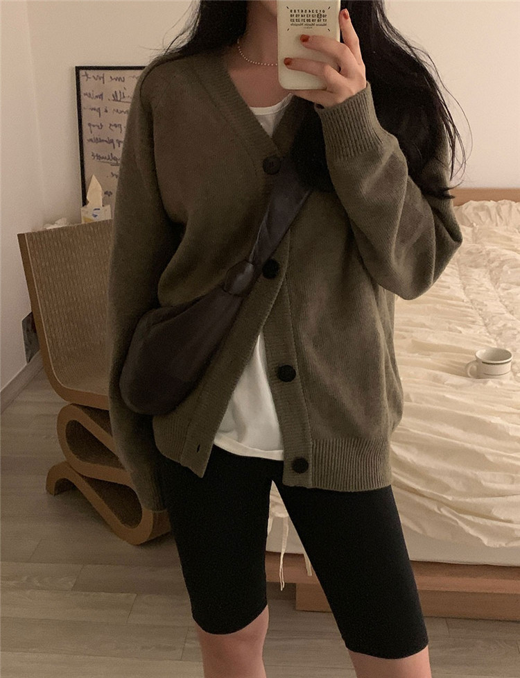 レディースカーディガン ゆったりリラックス ミドル丈カーディガン ニットセーター