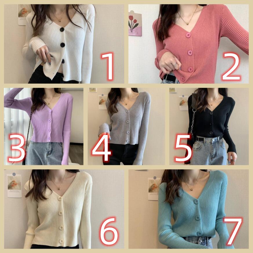 レディースカーディガン ショート丈リブニットカーディガン レディース 七色展開 大人気