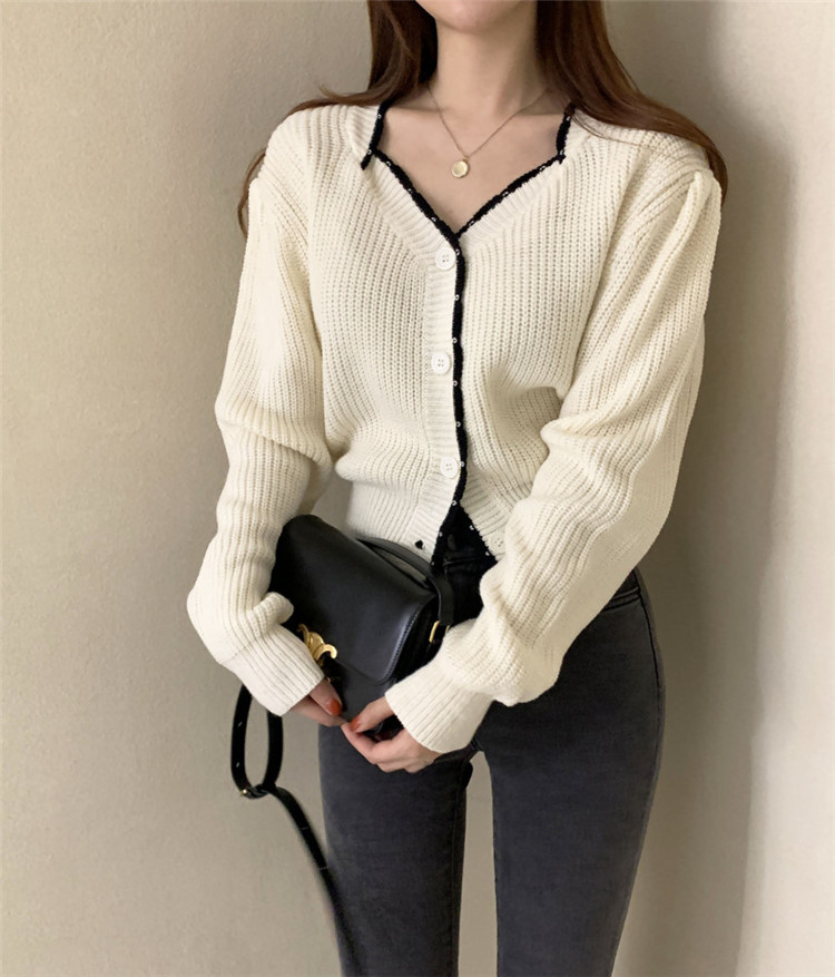 レディースカーディガン 秋冬定番ショート丈ニットカーディガン長袖