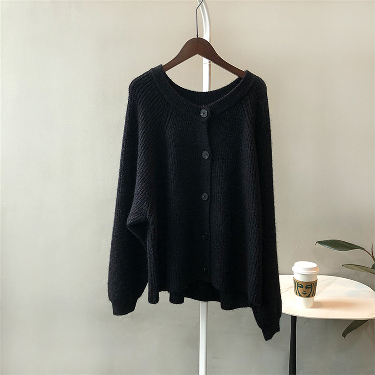 レディースカーディガン ゆったりシルエット ミドル丈 厚手ニット カーディガン