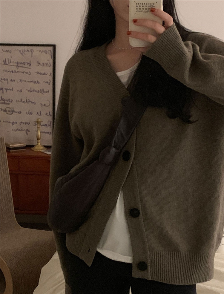 レディースカーディガン ゆったりリラックス ミドル丈カーディガン ニットセーター