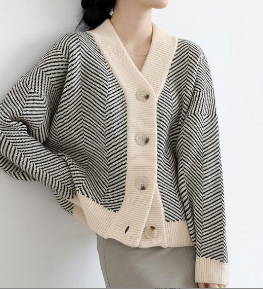 レディースカーディガン 秋冬新作ミドル丈ニットカーディガン大人気レディース二色展開