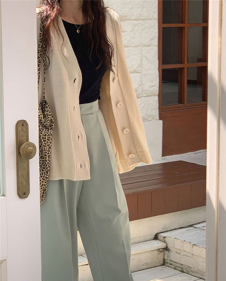 レディースカーディガン 春秋ミドル丈ニットカーディガン 暖かシンプルデザイン