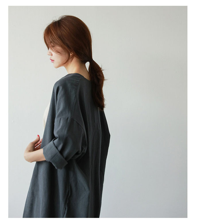 レディースカーディガン 秋冬新作 綿麻ロング丈カーディガン 薄手羽織り