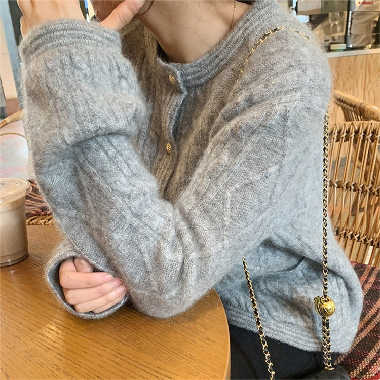 レディースカーディガン 秋冬新作 麻花編み ミドル丈 ニットカーディガン