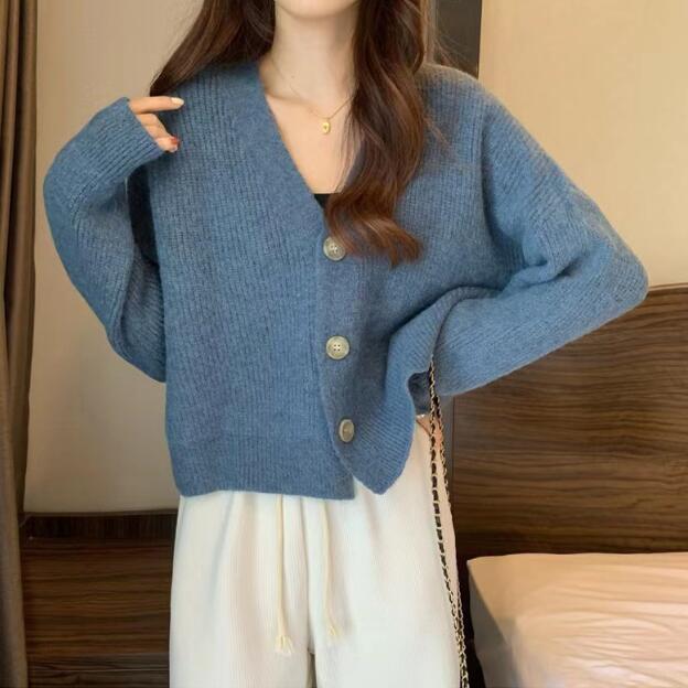 レディースカーディガン 大人気ショート丈ニットカーディガン レディース3色展開フリーサイズ
