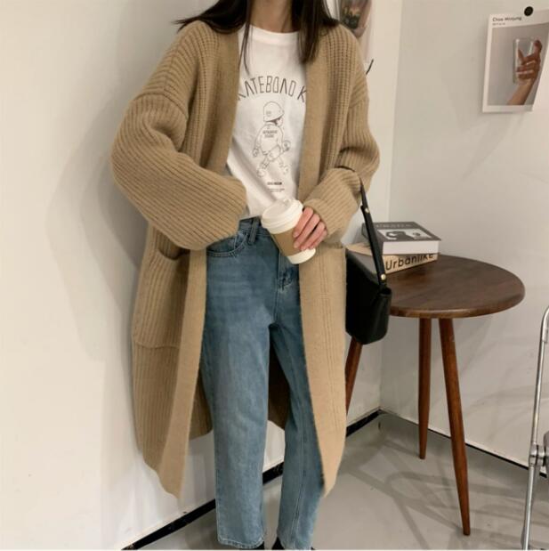 レディースカーディガン 大人気ニットロング丈カーディガン レディース4色展開