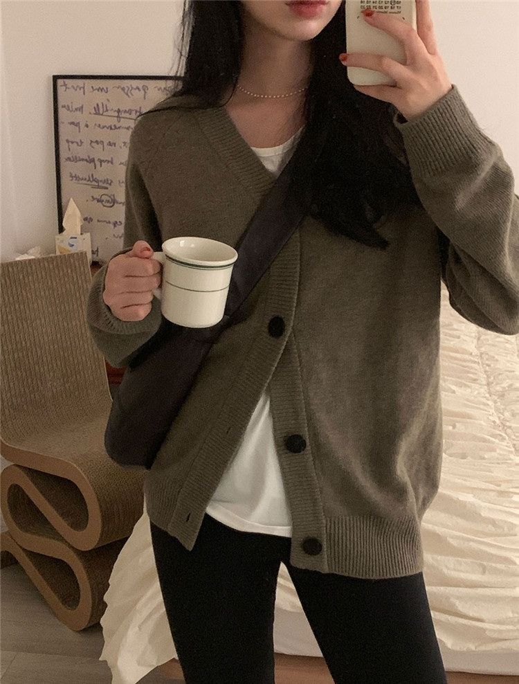 レディースカーディガン ゆったりリラックス ミドル丈カーディガン ニットセーター