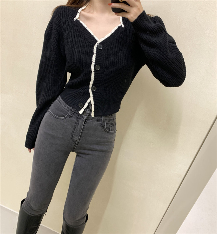 レディースカーディガン 秋冬定番ショート丈ニットカーディガン長袖