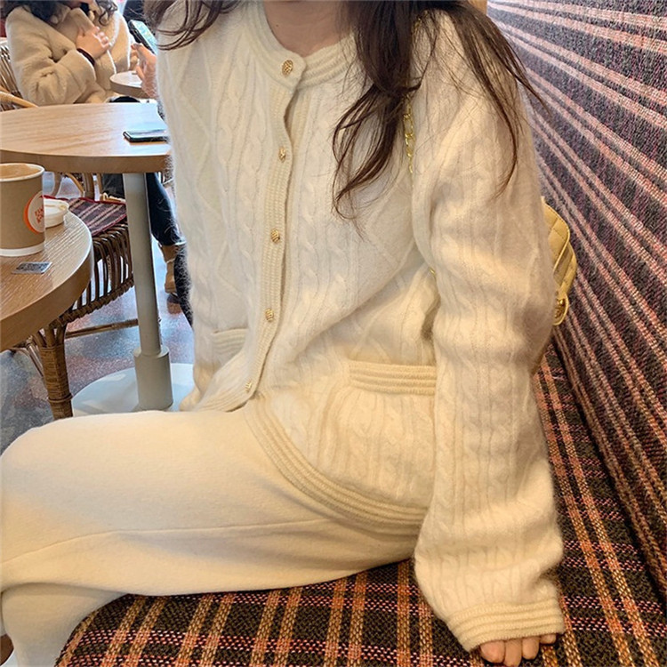 レディースカーディガン 秋冬新作 麻花編み ミドル丈 ニットカーディガン