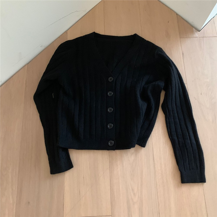レディースカーディガン 女性らしいショート丈ニットカーディガン
