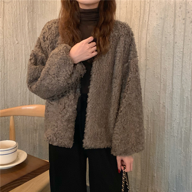 レディースカーディガン 冬の重ね着に最適 ミドル丈ふわもこカーディガン 暖かい厚手