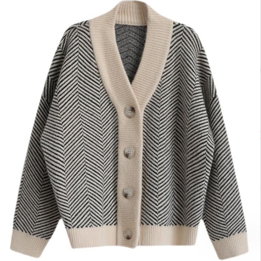レディースカーディガン 秋冬新作ミドル丈ニットカーディガン大人気レディース二色展開
