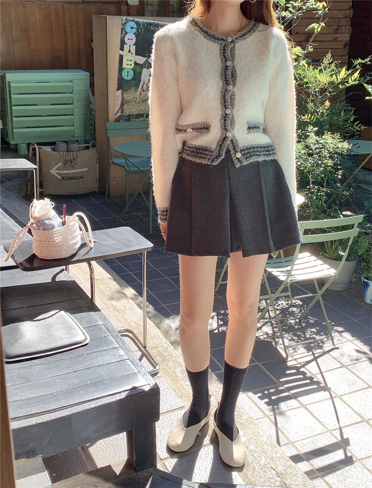 レディースカーディガン 上品な大人可愛いショート丈ニットカーディガン