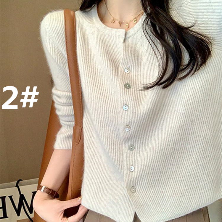 レディースカーディガン ショート丈ニットカーディガン長袖無地ゆったり