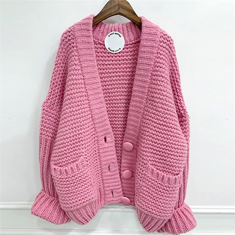 レディースカーディガン レトロ風ショート丈ニットカーディガン 暖かいニット素材