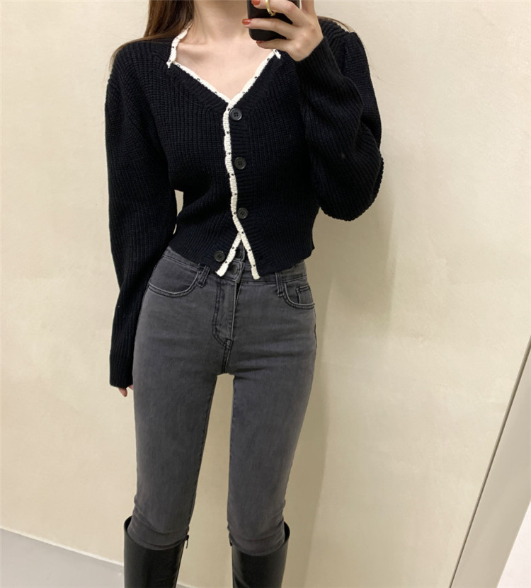 レディースカーディガン 秋冬定番ショート丈ニットカーディガン長袖