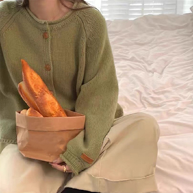 レディースカーディガン ミドル丈 丸首ミドル丈ニット 無地カーディガン