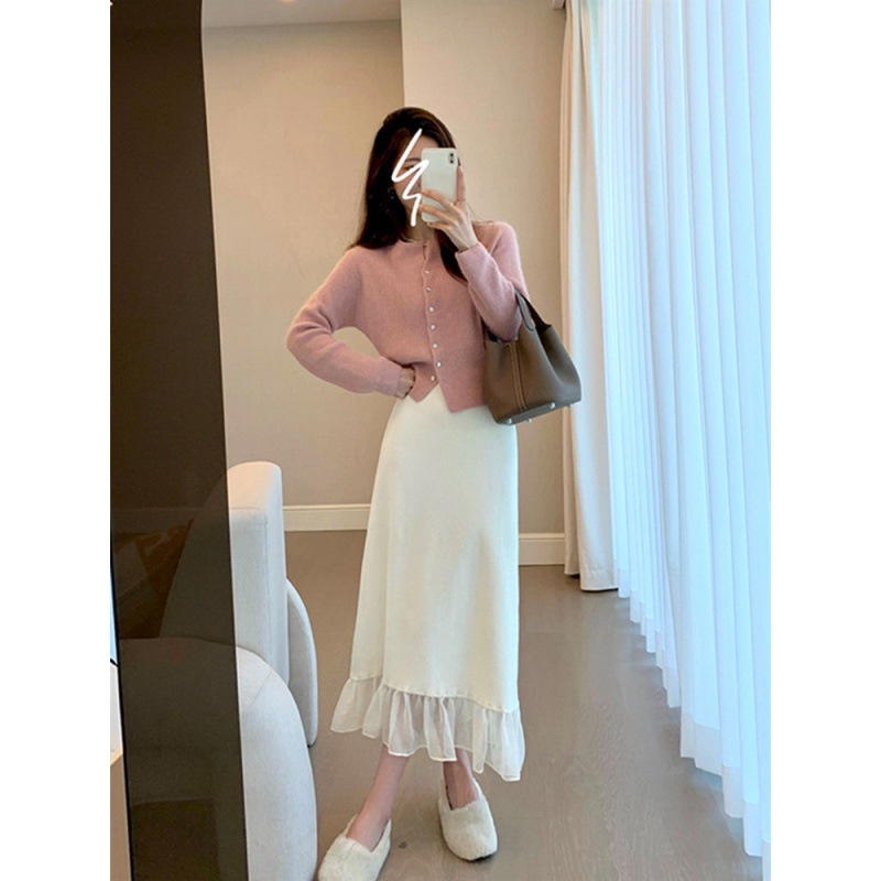 レディースカーディガン ショート丈ニットカーディガン長袖無地ゆったり