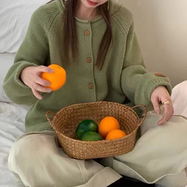 レディースカーディガン ミドル丈 丸首ミドル丈ニット 無地カーディガン