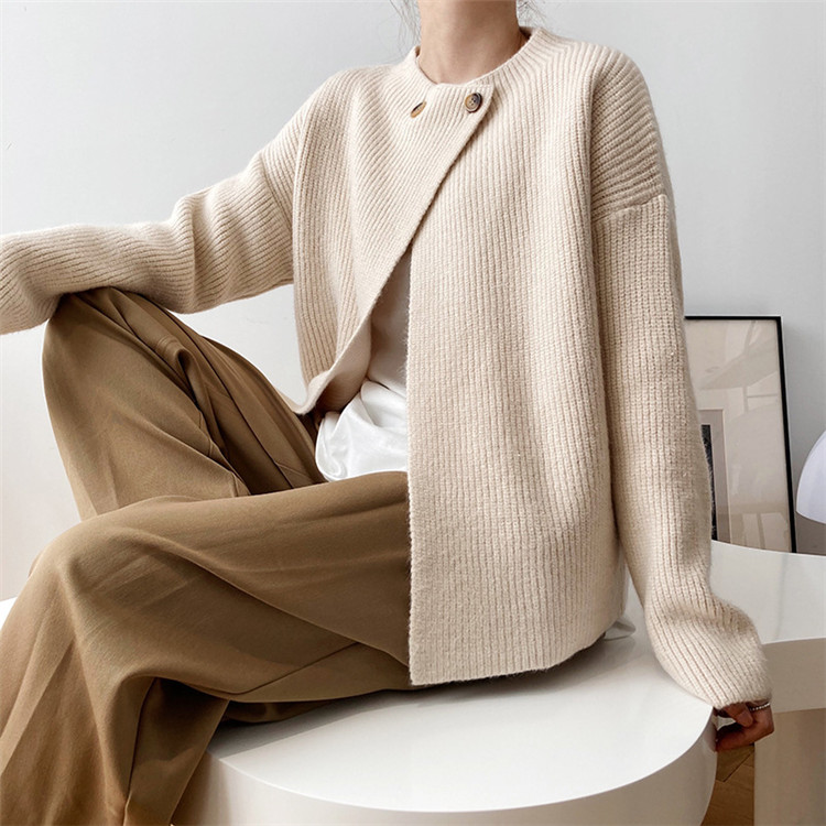 レディースカーディガン おしゃれ ニット ミドル丈 カーディガン リラックス風 セーター