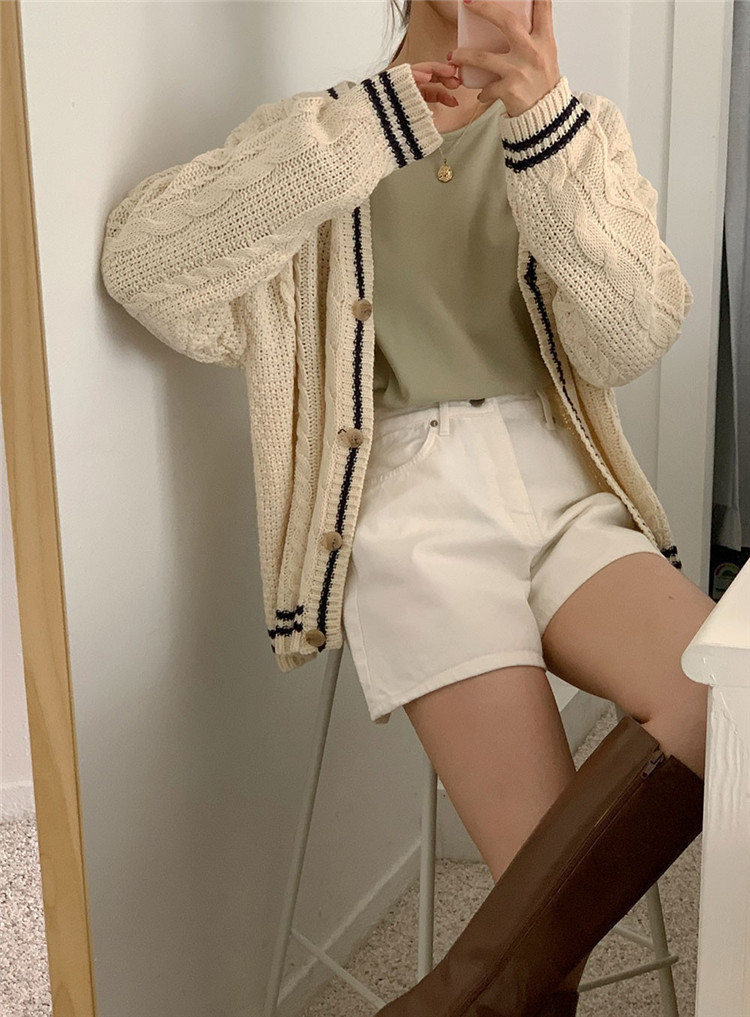 レディースカーディガン ケーブル編みミドル丈ニットカーディガン 大人気カジュアルスタイル