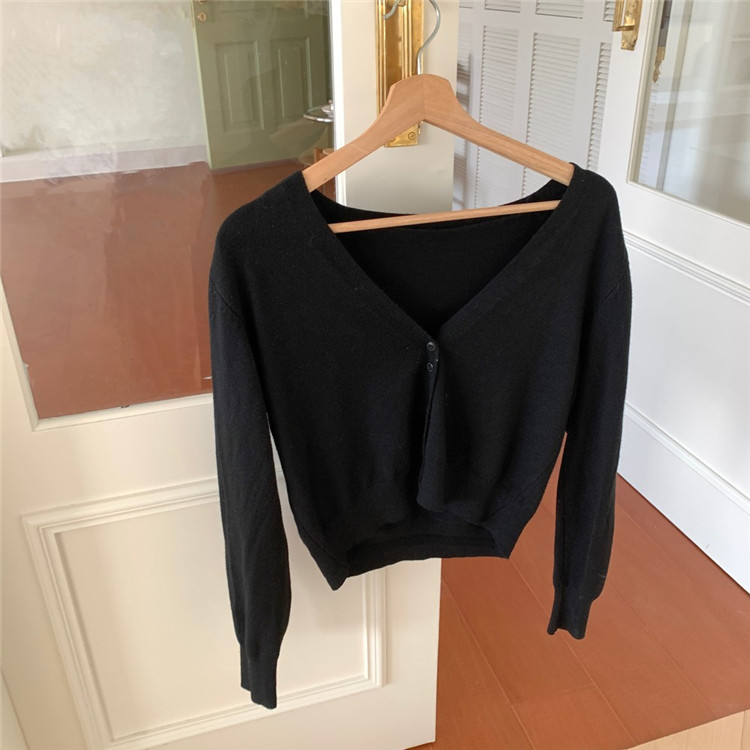 レディースカーディガン ショート丈ニットカーディガン シンプルレトロ風