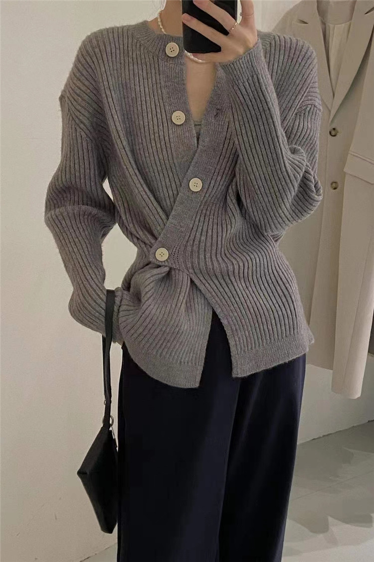 レディースカーディガン ミドル丈カーディガン厚手暖かカーディガン　アウトドアにもおすすめ