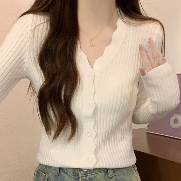 ニットカーディガン ニットカーディガン リブ編み美シルエットカーディガン