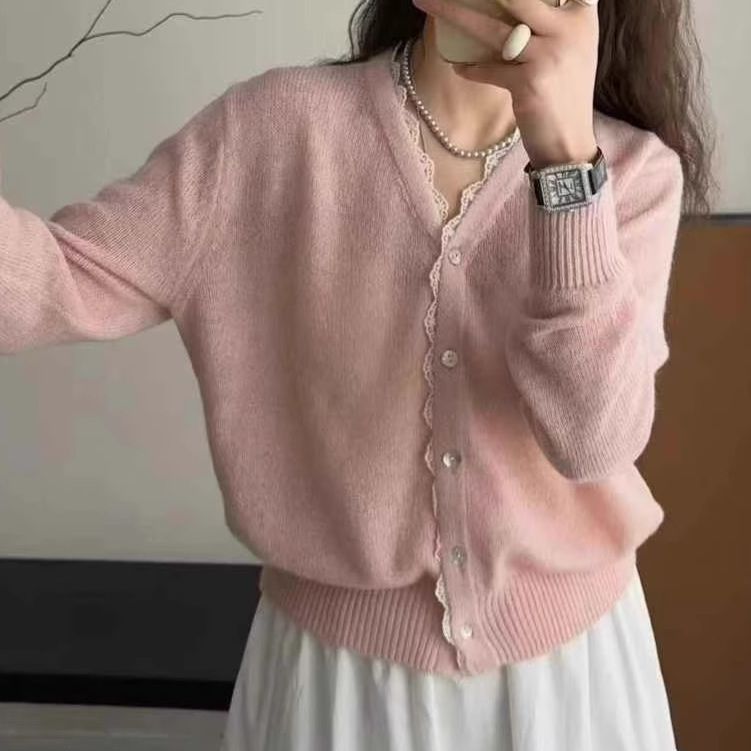 ニットカーディガン ニットカーディガン ふんわり優しい手触りモヘアカーディガン