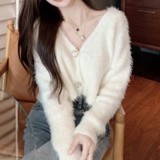 ニットカーディガン ニットカーディガン ふわもこ贅沢モヘアカーディガン