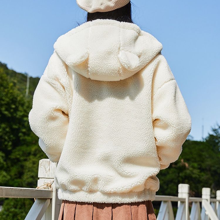 ニットカーディガン ふわもこフード付きシャギーカーディガン
