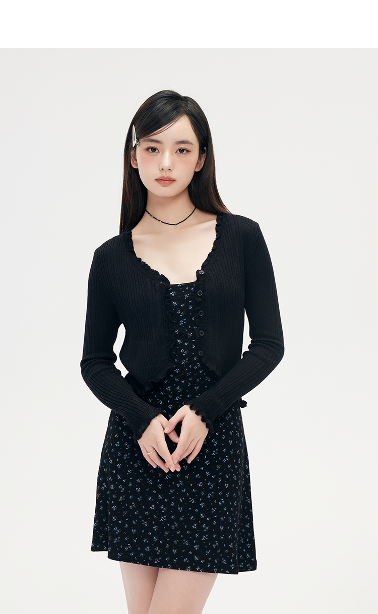 ニットカーディガン 優美シアーフリルニットカーディガン