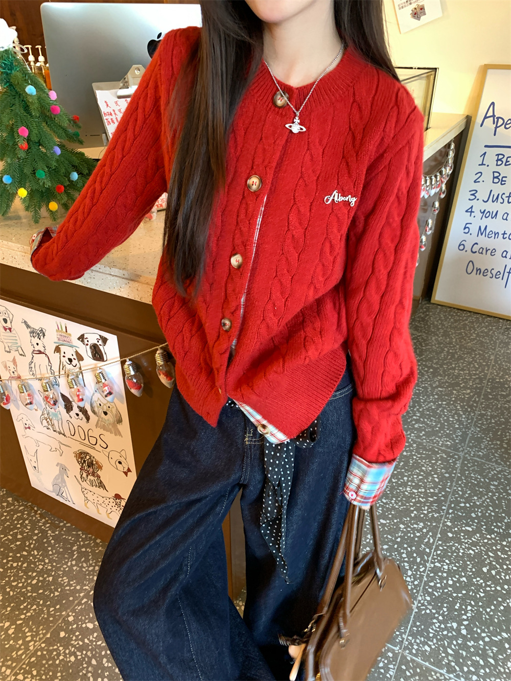 ニットカーディガン ねじり模様の伝統美カーディガン