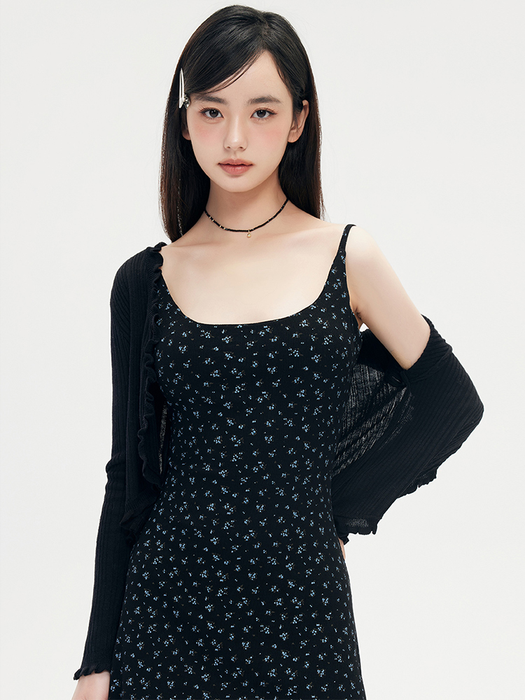 ニットカーディガン 優美シアーフリルニットカーディガン