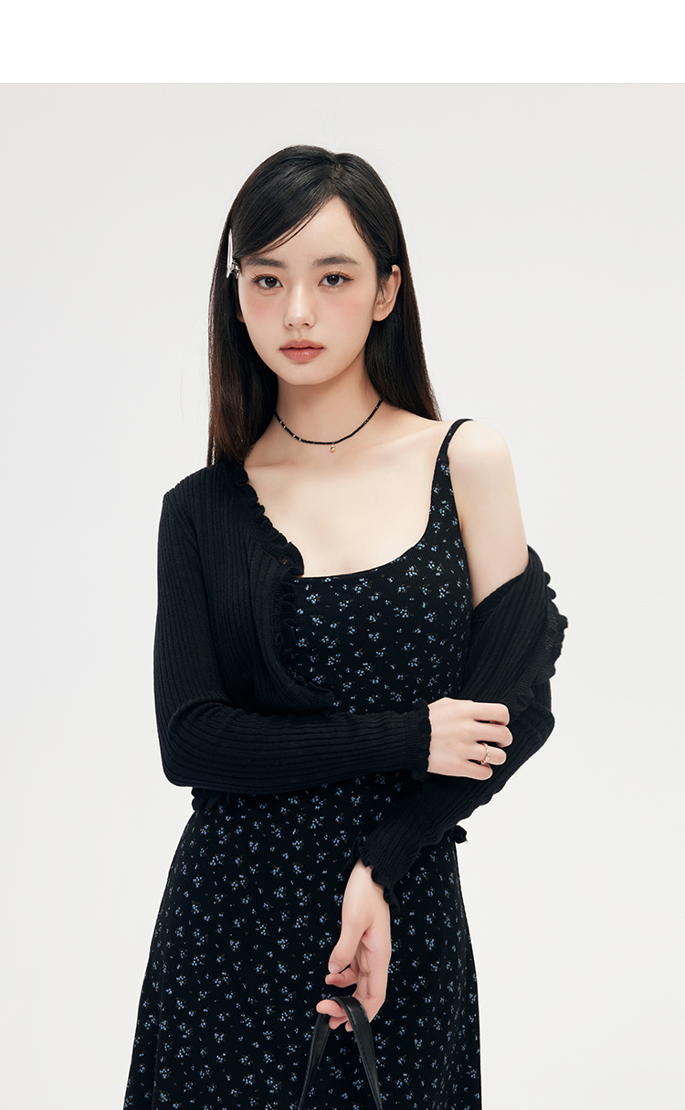ニットカーディガン 優美シアーフリルニットカーディガン